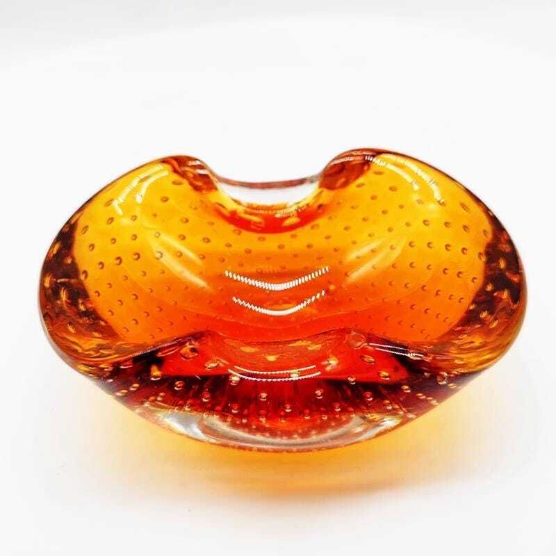 1960s Little Size Amber Ashtray Or Catch All In Murano Glass By Flavio Poli For Seguso. Made In Italy. photo for sale