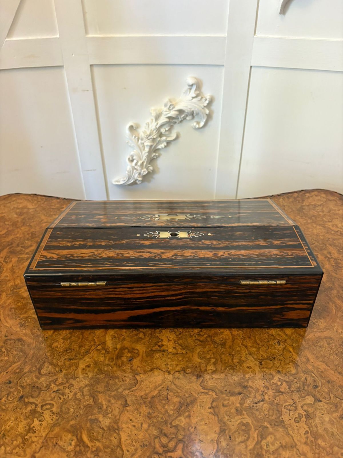 Unusual Antique 19th Century Quality Inlaid Coromandel Wood Writing Box photo buy