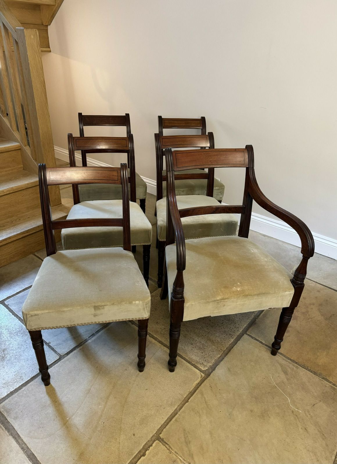 Set Of Six Antique Regency Quality Mahogany Dining Chairs photo vinterior
