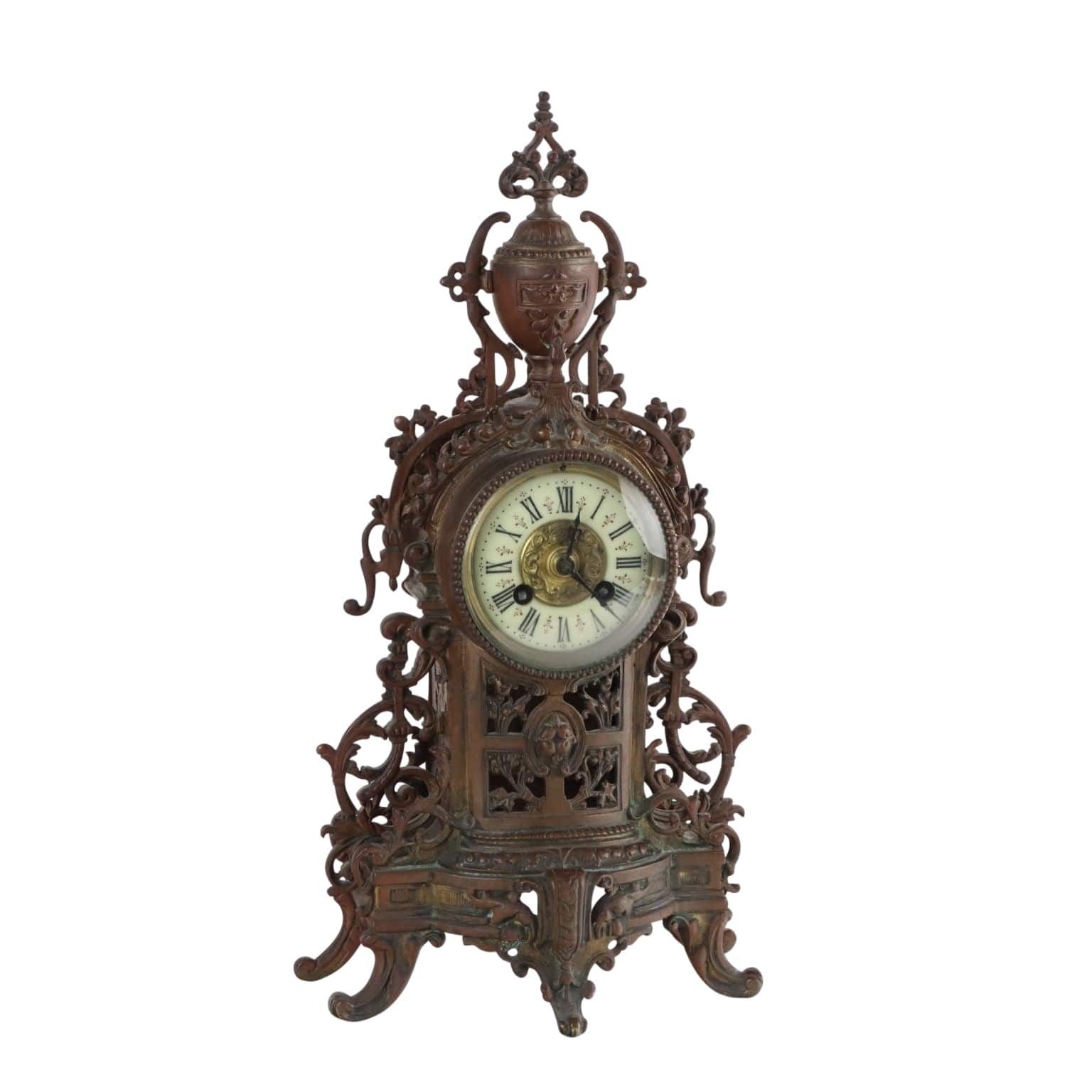 Antique Mantel Clock Eclectic Style Bronze France '800 '900