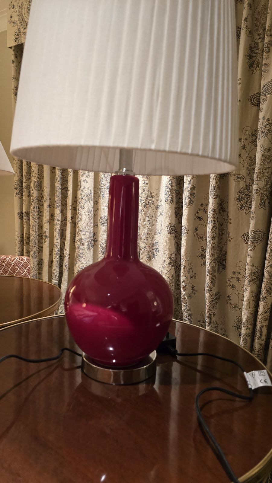 Pair Of Ox Blood Glazed Chinese Table Lamps With Metal Base photo buy