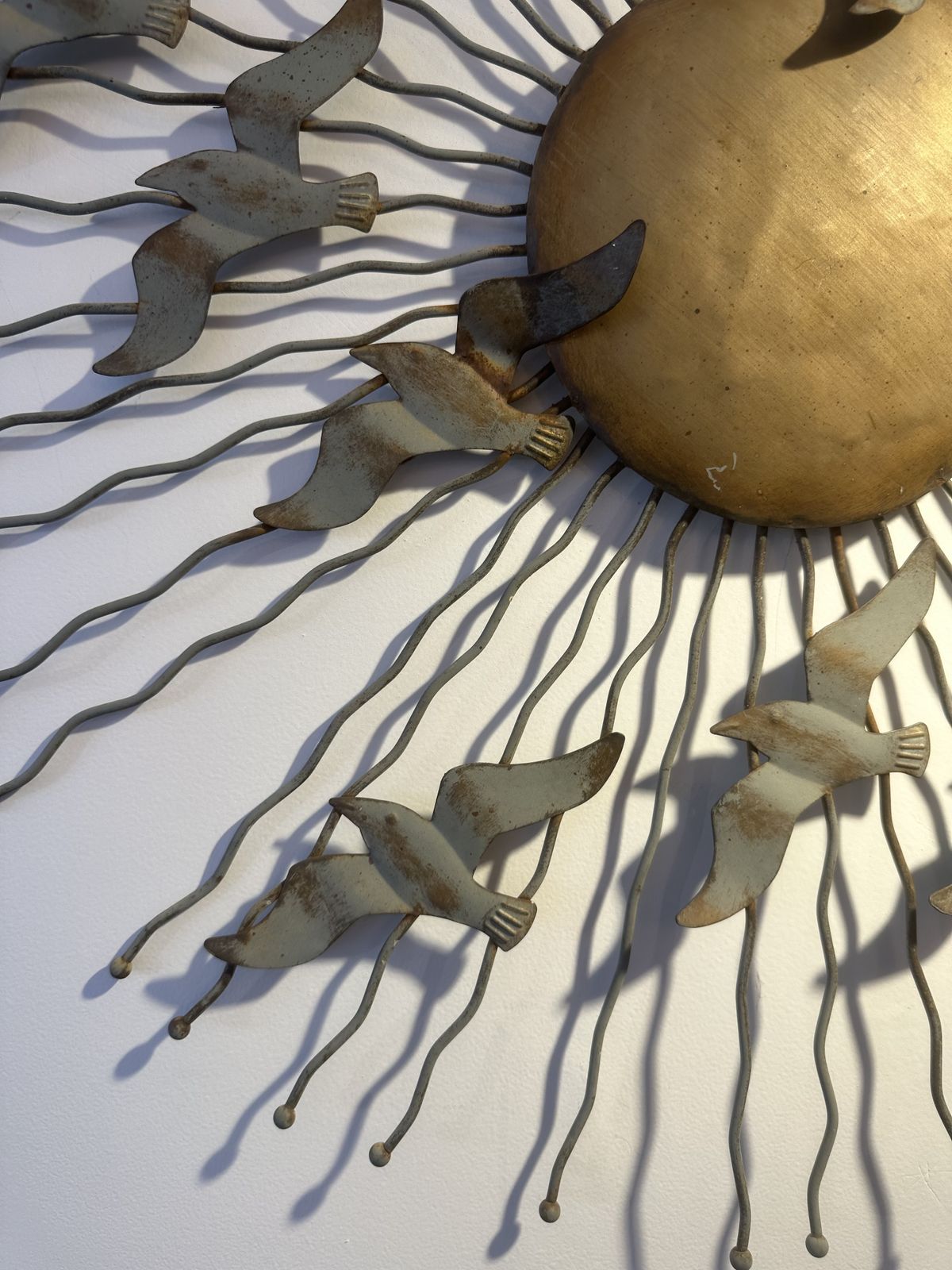 Midcentury Modern Metal Radial Sunburst Sculpture ‘Birds In Flight’, 1970 photo vinterior
