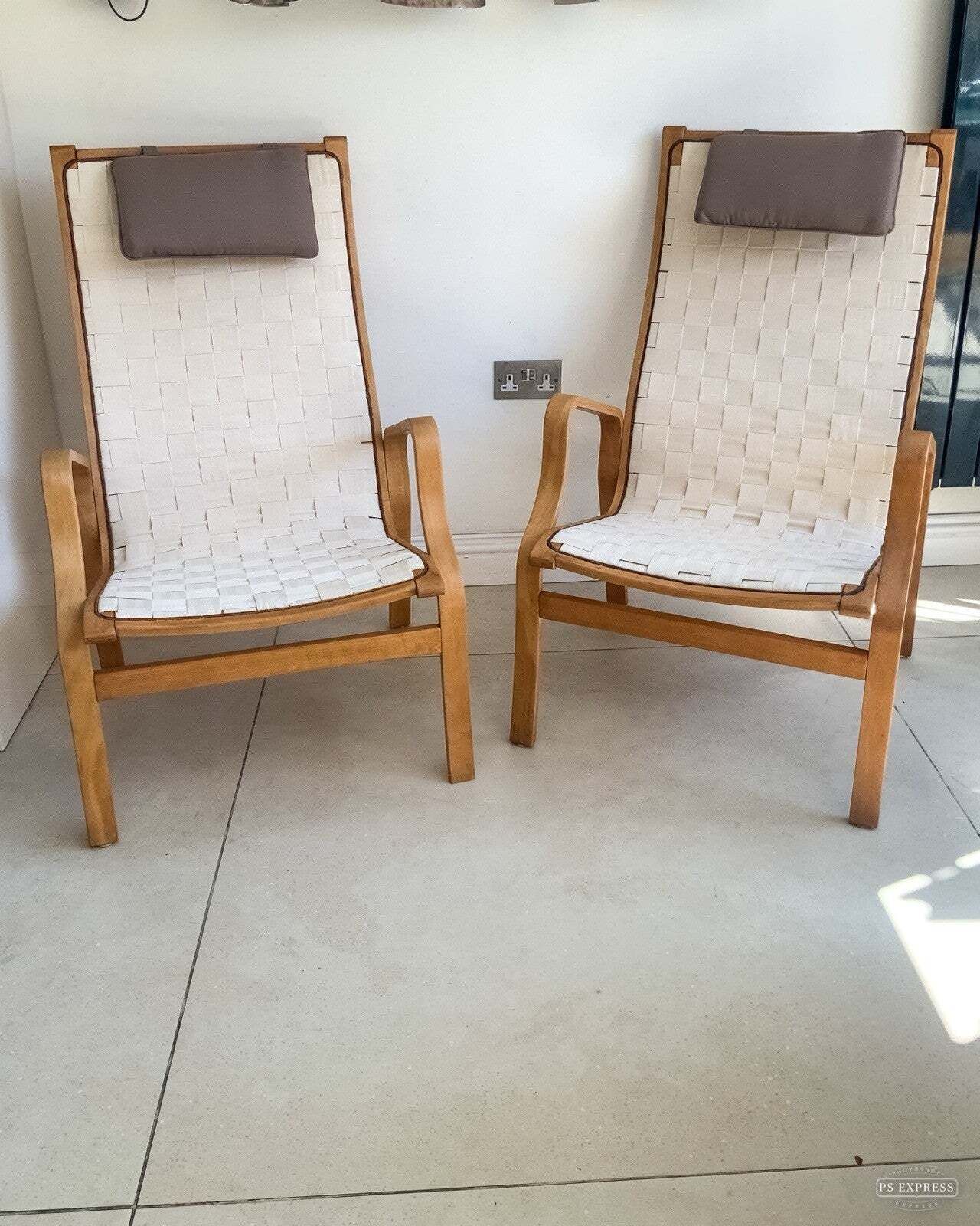 Pair Danish Beech Bentwood 'Albert' Lounge Chairs Finn østergard Kvist Mobler