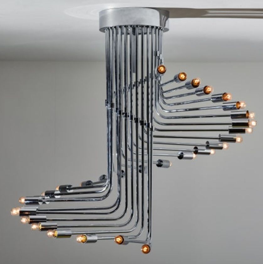 Ultra Rare Italian Spiral Chrome Chandelier By Gaetano Sciolari, 1970s photo buy