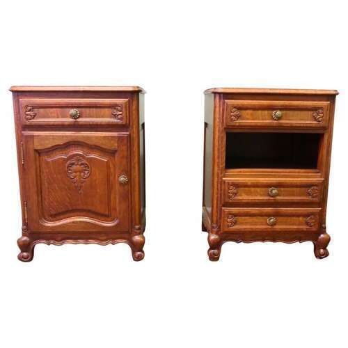 Pair Of French Golden Oak Bedside Cabinets