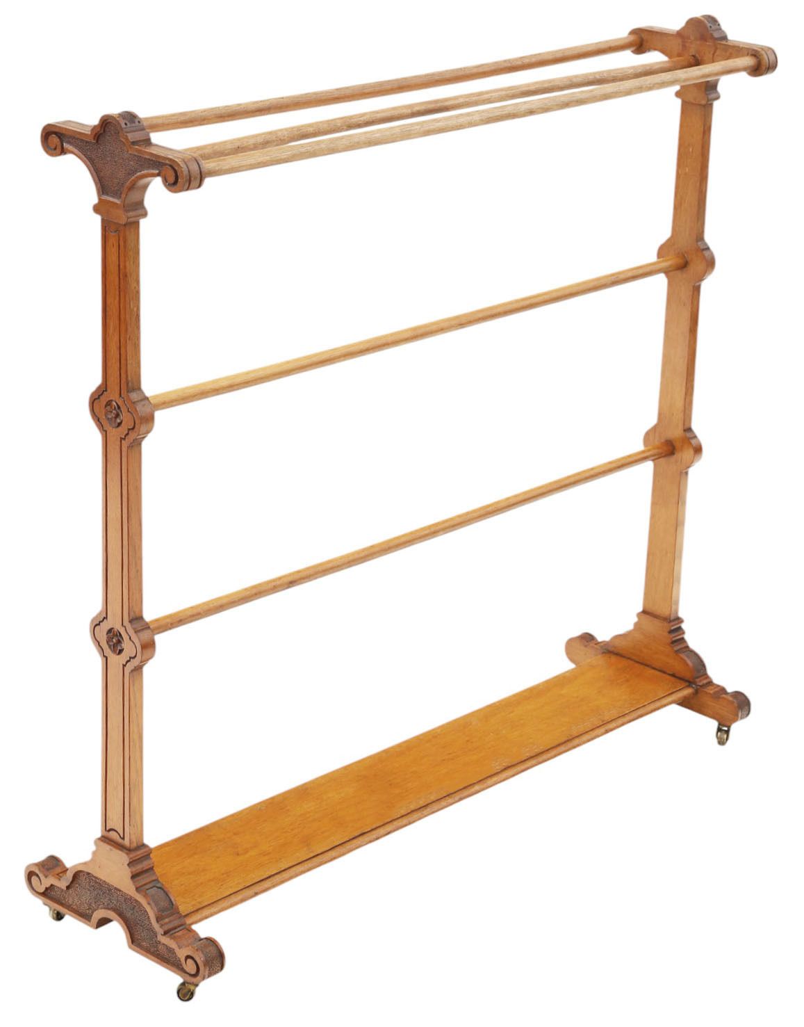 Antique Arts & Crafts Oak Towel Rail Stand – Large C.1900, Fine Quality Country House Piece
