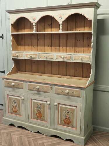 A Superb Artisan Painted Farmhouse Kitchen Pine Dresser photo for sale