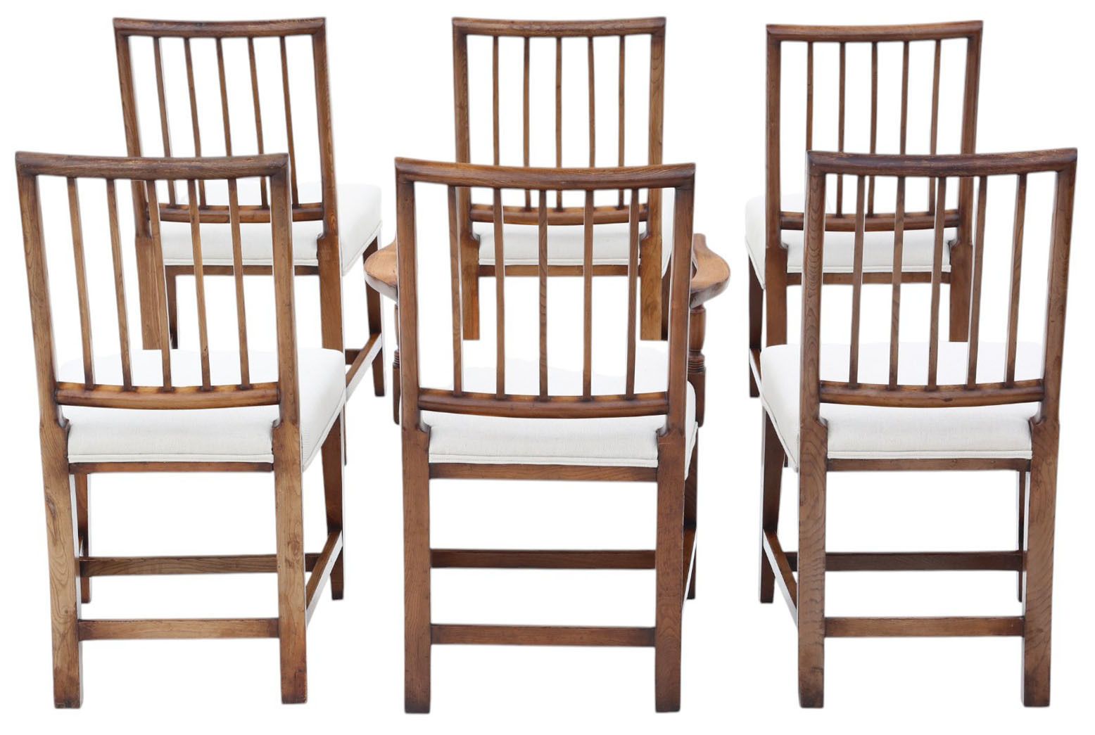 Antique Set Of 6 (5 Plus 1) Early 19th Century Elm Kitchen & Dining Chairs – High Quality Original photo furniture