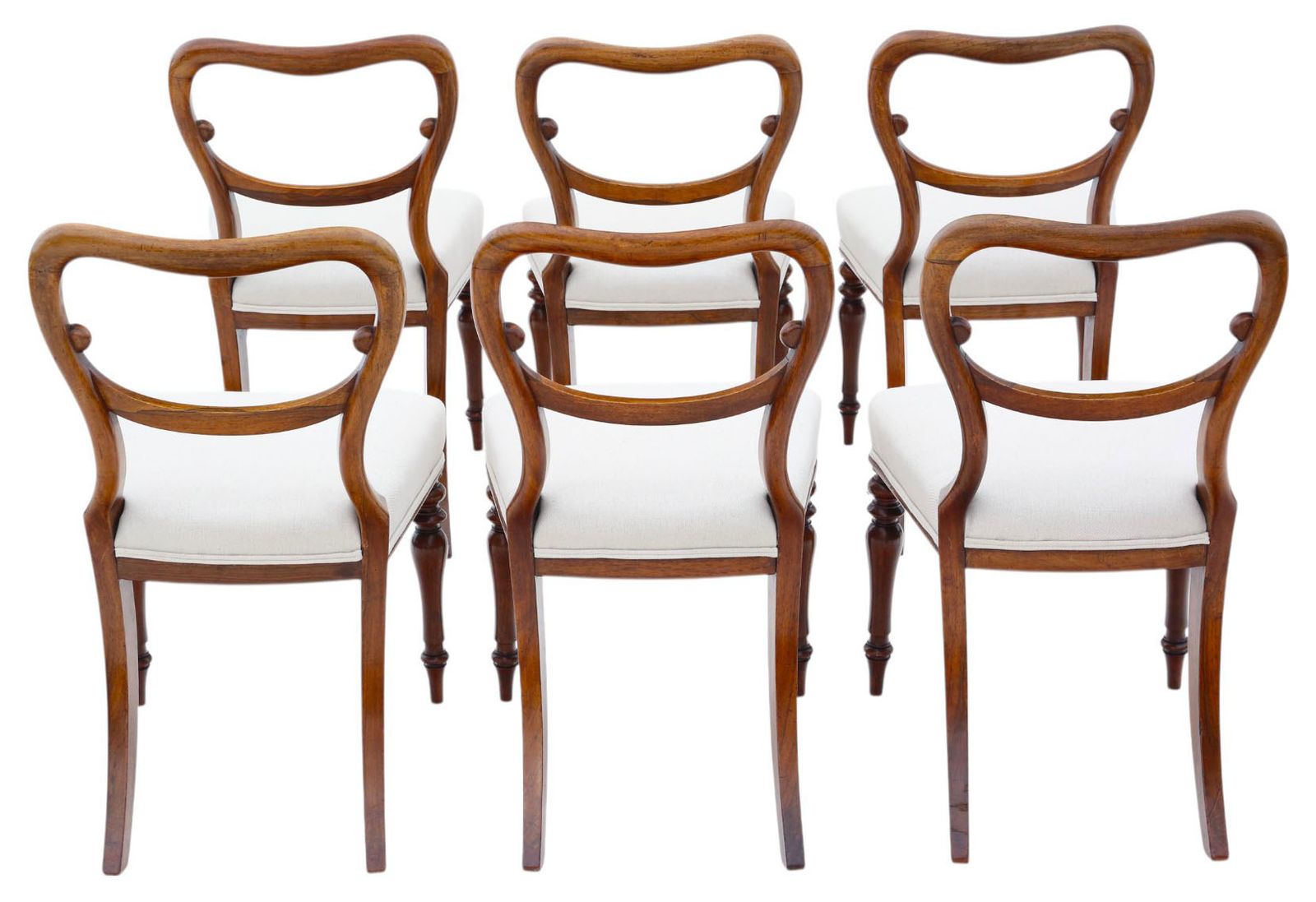 Antique Set Of 6 Victorian Rosewood Balloon Back Dining Chairs – Mid 19th Century, High Quality Originals photo furniture