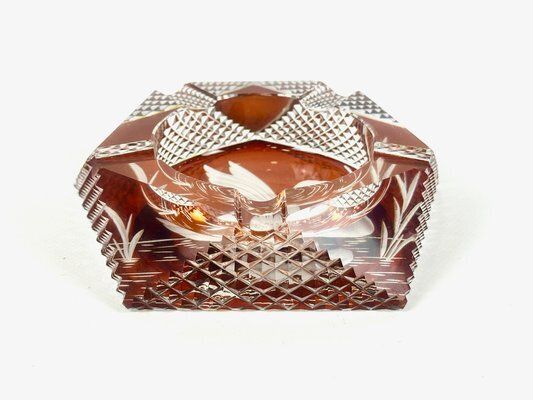 Polish Glass Ashtray With Swan From Julia Glassworks, 1960s photo vinterior