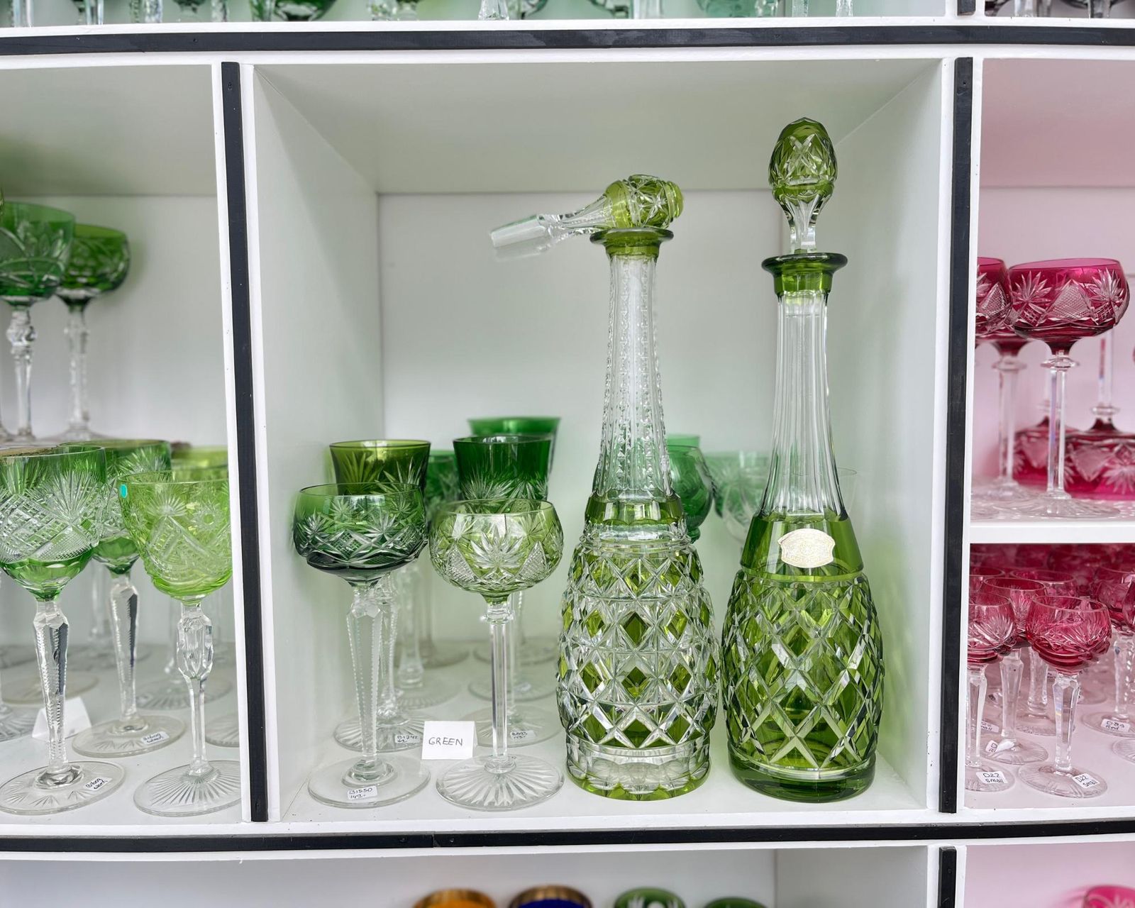 Val Saint Lambert Crystal Decanter | Chartreuse Green | Cut Glass photo vintage