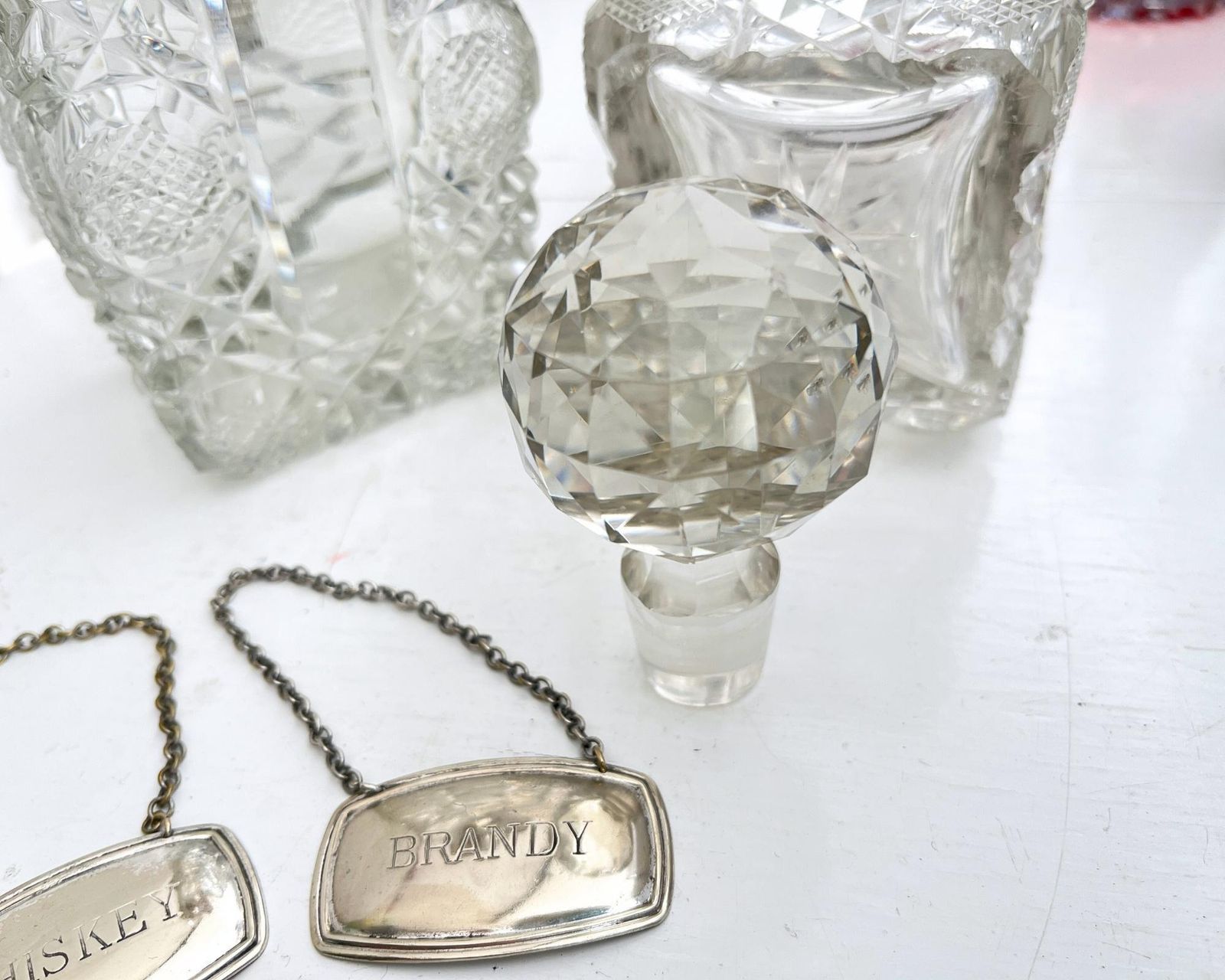 Antiek Kristallen Karafelset | 800 Zilveren Halsringen | Whiskey Of Brandy Barware photo Woonaccessoires