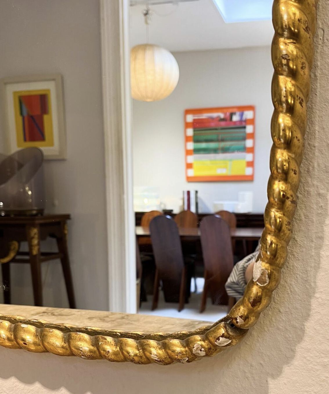 Mid Century Twisted Gilded Wood Mirror Attribued To Osvaldo Borsani, 1950s photo for sale