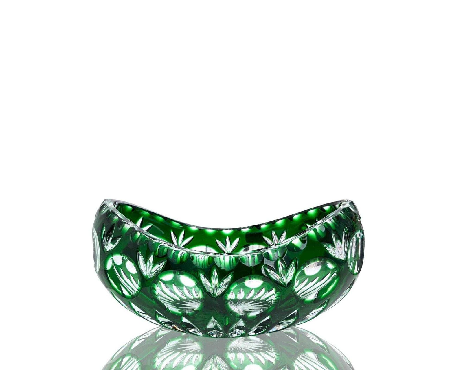 Emerald Green Crystal Bowl | 1pc | Nachtmann Bamberg | Vintage Germany