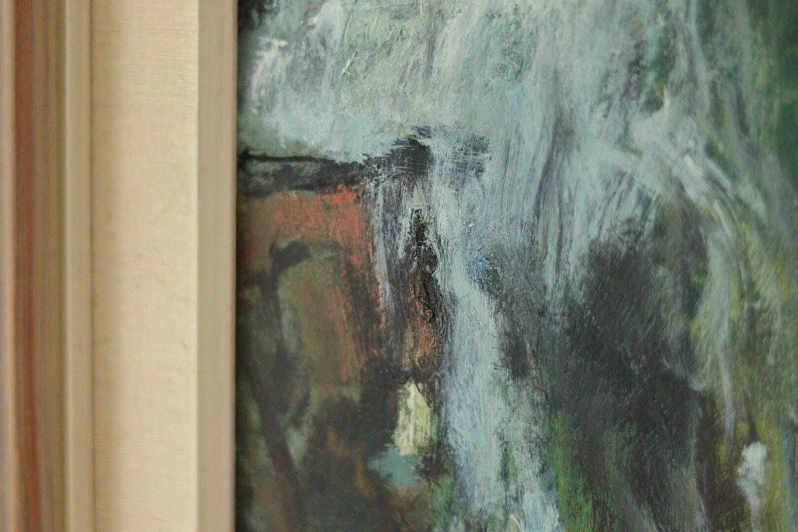 Original Swedish Oil On Panel Painting "Waterfall" By John Börén | Vintage & Framed – 58 × 37 Cm | 22.8 × 14.6 In photo vintage