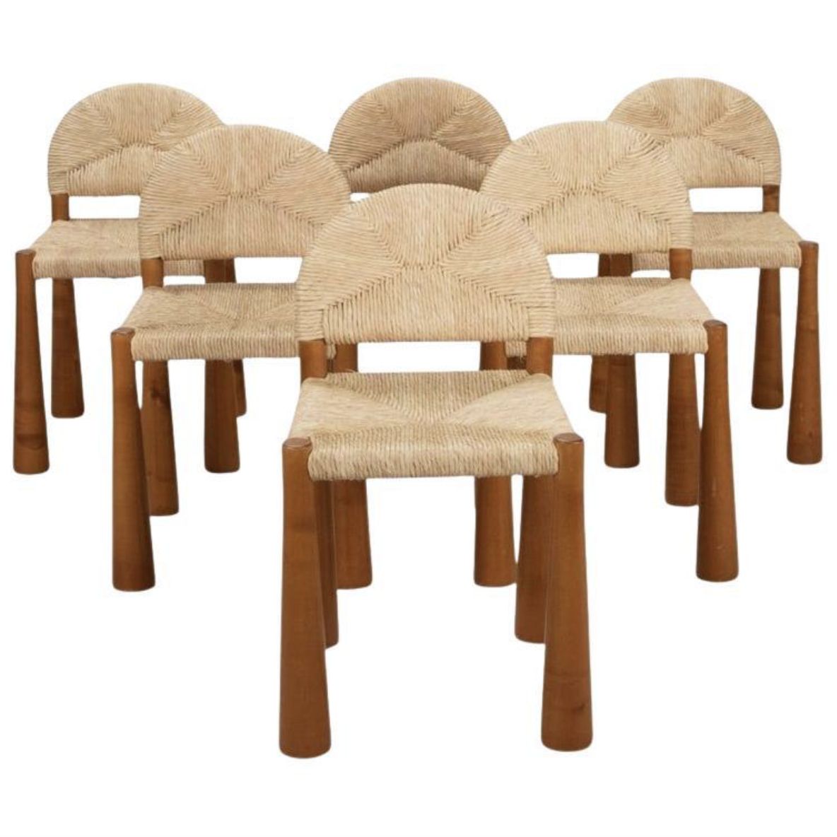 Mid Century Set Of 6 Italian Dining Chairs By Alessandro Becchi, 1970s