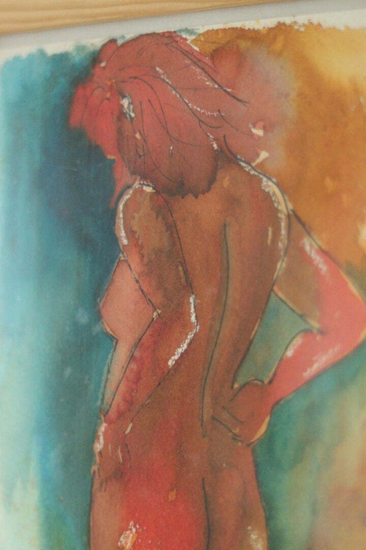 Original Swedish Watercolour "Nude" By Lomelu Wedin, 2014 | Contemporary & Framed – 24 × 34 Cm | 9.4 × 13.4 In | Paper photo 115.0