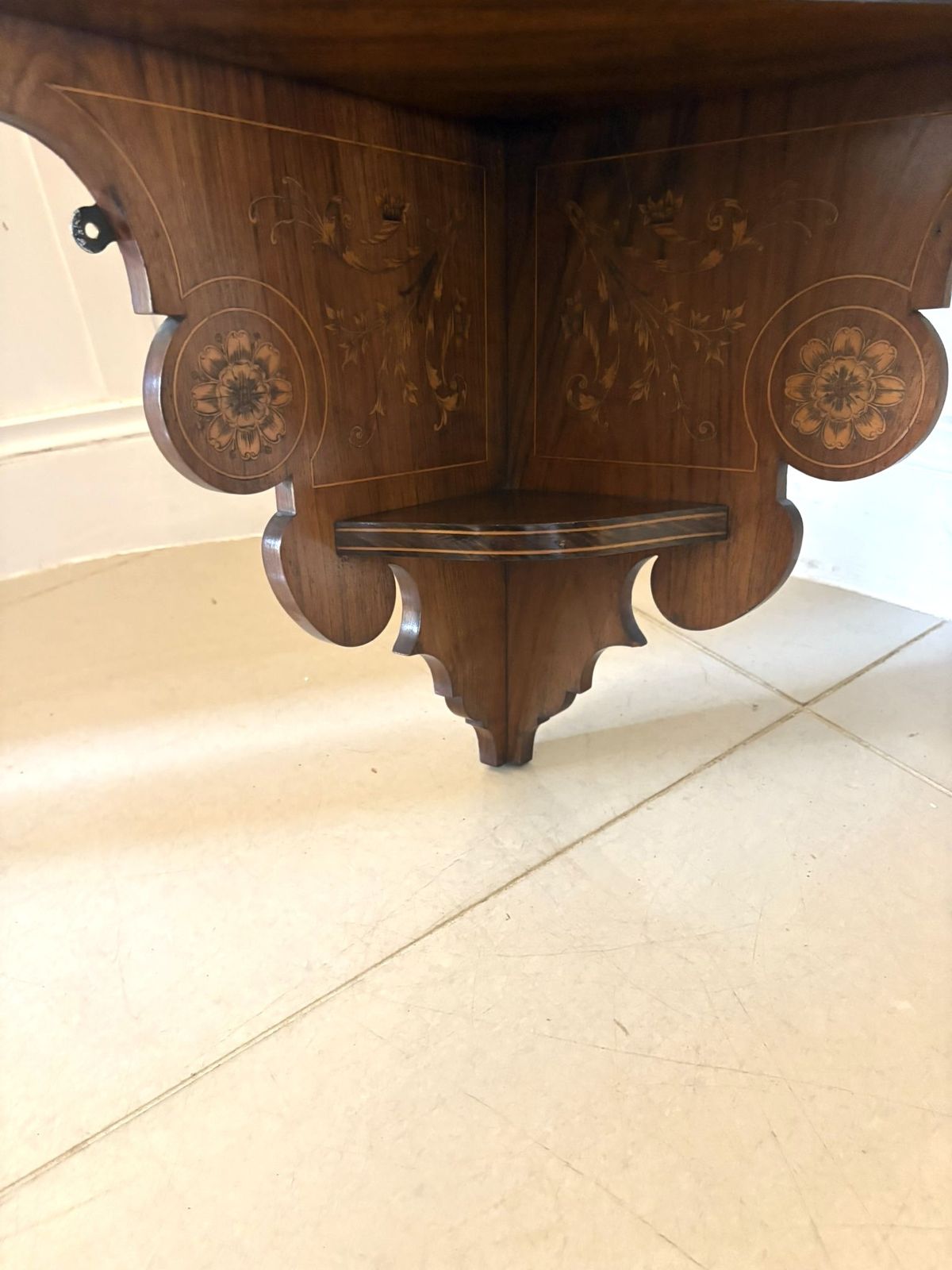 1485.0 Unusual Antique 19th Century Quality Inlaid Rosewood Hanging Corner Cabinet photo