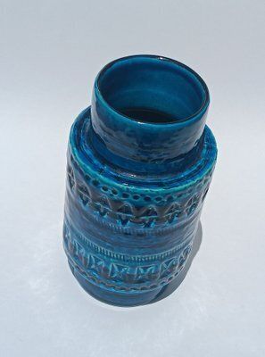Ceramic Rimini Blu Vase By Aldo Londi For Bitossi, 1960s photo furniture