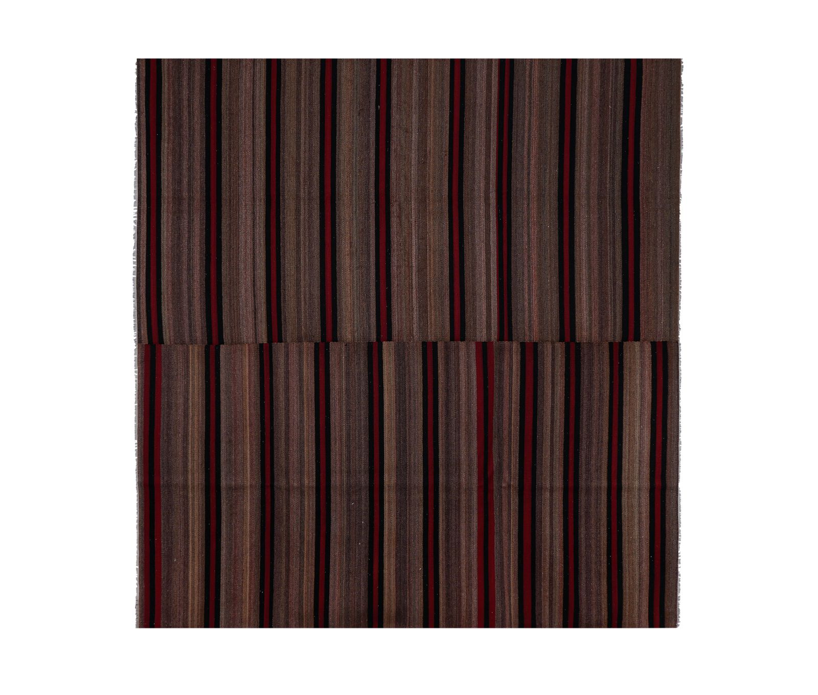 1960s Oversize Bohemian Striped Wool Kilim Rug 9'5'' X 9'5''