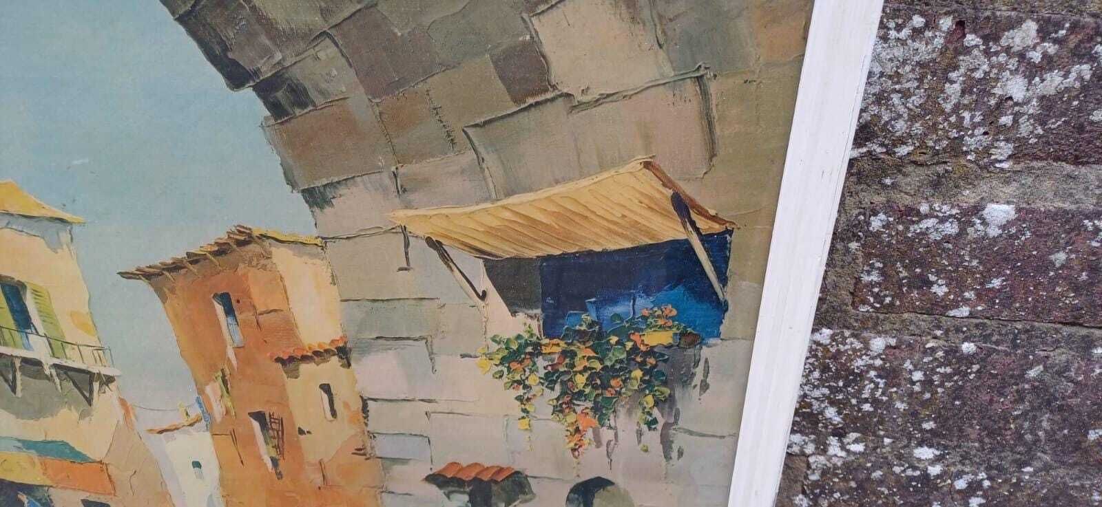 Vintage Framed Print “The Old Archway” By Morlyn Jones – Mediterranean Village Scene – 1960s Wall Art, White Frame, Retro Charm photo vinterior