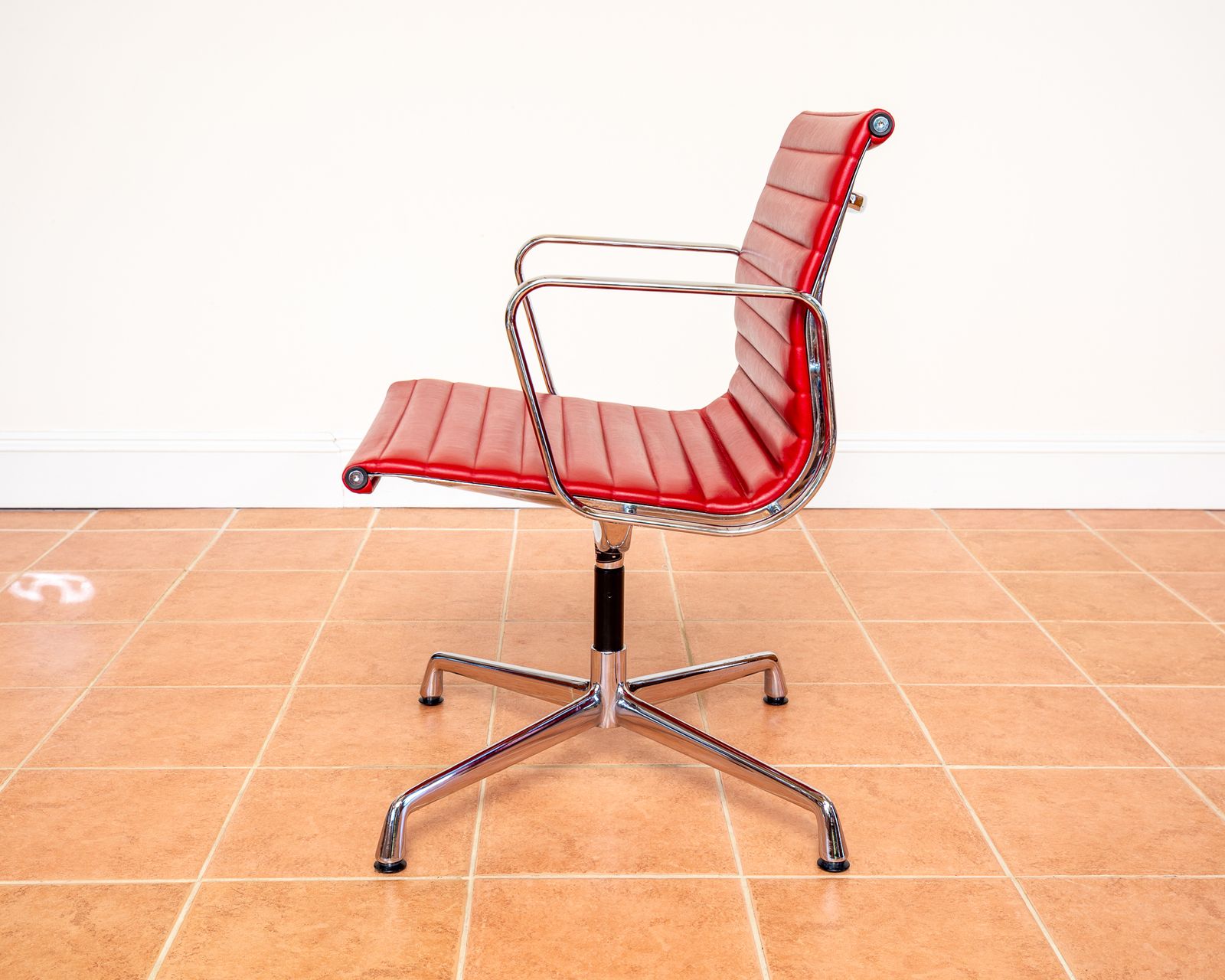 Furniture Eames Ea108 Armchair By Icf 1 Of 4 Mcm 1970s Swivel Red Leather Chrome Aluminium Mid Century Executive Office Conference Chair photo