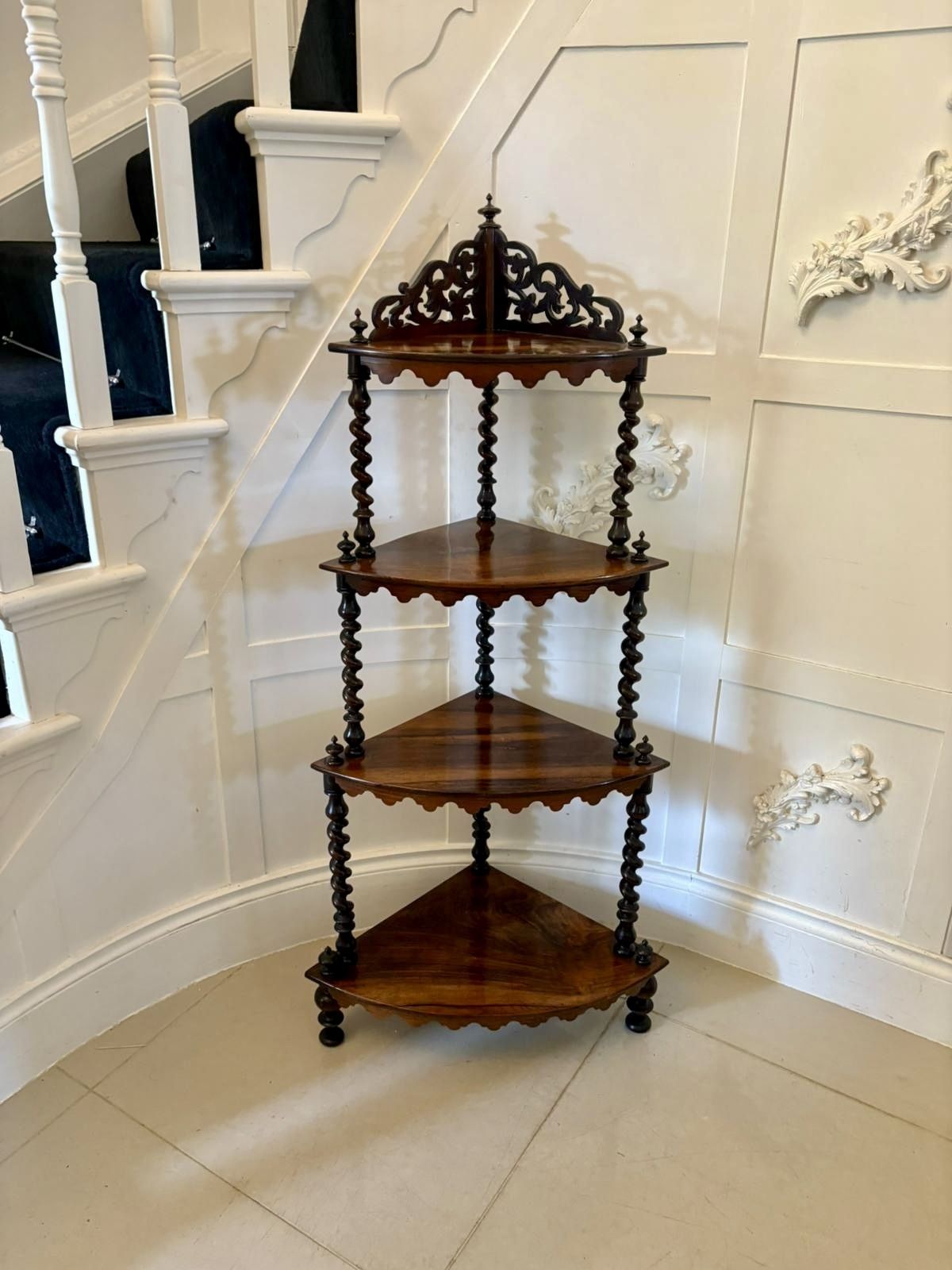 Furniture Superb Quality Antique 19th Century 4 Tier Rosewood Corner Whatnot photo