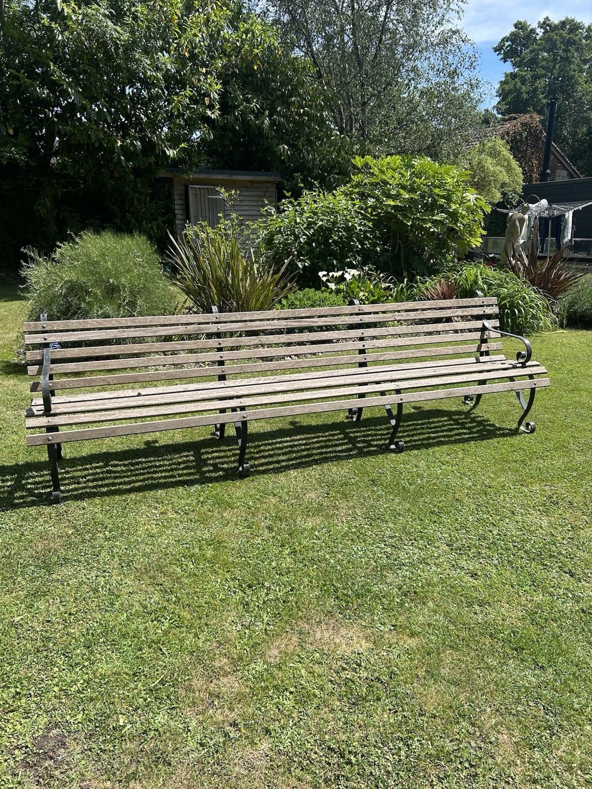 Antique Wrought Iron Garden Bench Seat Chair Victorian 10ft Period Old Reclaim