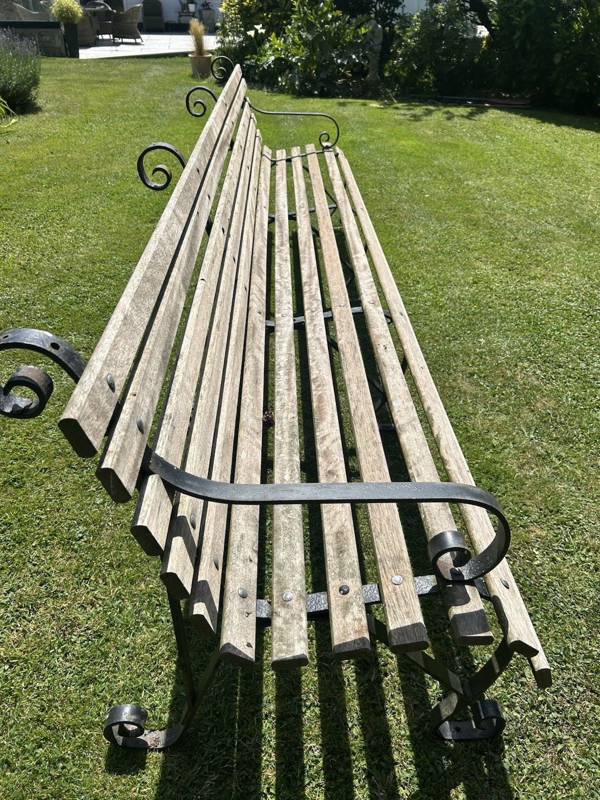 photo furniture Antique Wrought Iron Garden Bench Seat Chair Victorian 10ft Period Old Reclaim