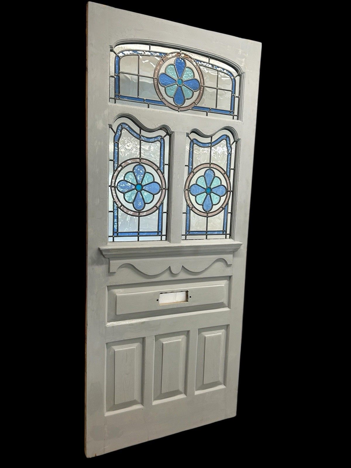 Large Edwardian Stained Glass Front Door Old Antique Period Reclaimed Refurb photo furniture