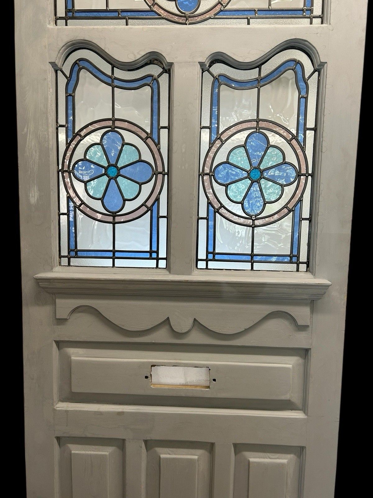 Large Edwardian Stained Glass Front Door Old Antique Period Reclaimed Refurb photo vinterior
