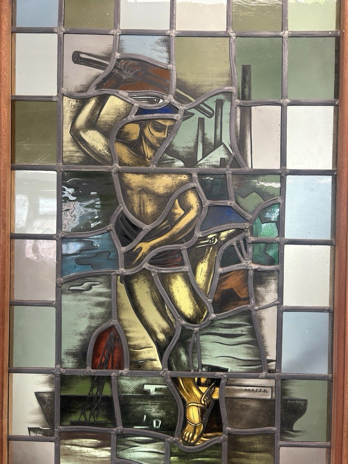 photo furniture Hand Painted Stained Glass Front Door Antique Reclaimed Restored Wood Leaded Old