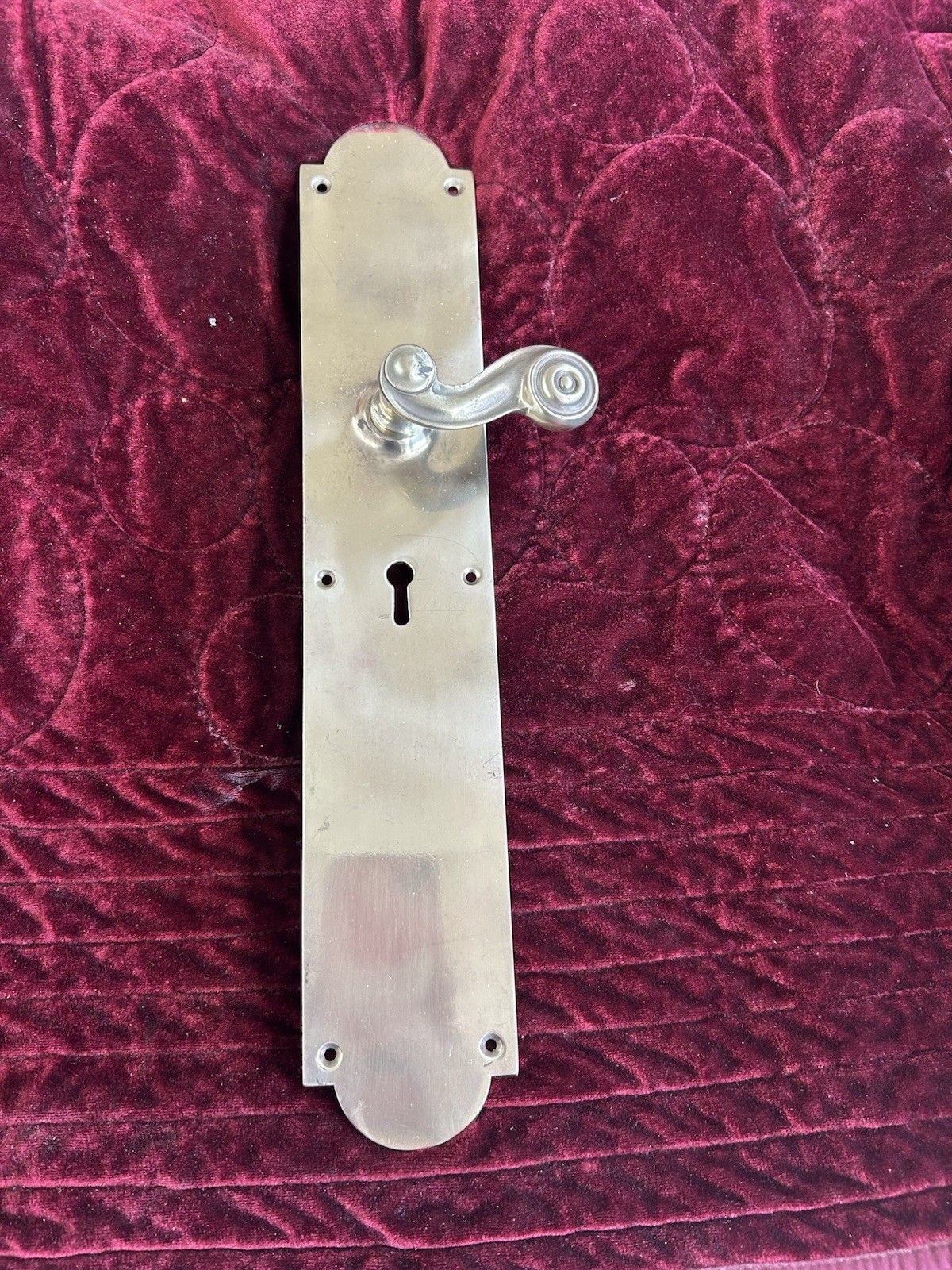 Large Antique Brass Door Handle Old Victorian Period Reclaimed Metal Nouveau Art