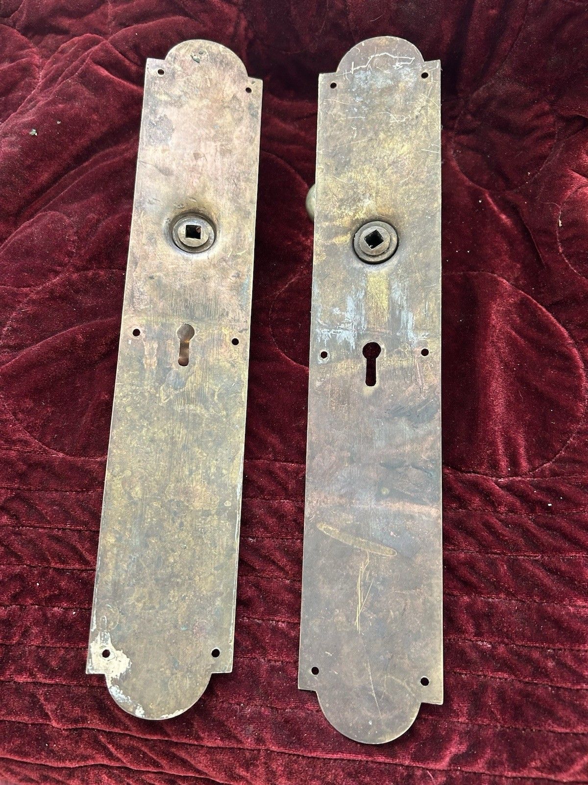 Large Pair Of Antique Brass Door Handles Old Victorian Period Reclaimed Nouveau photo vintage