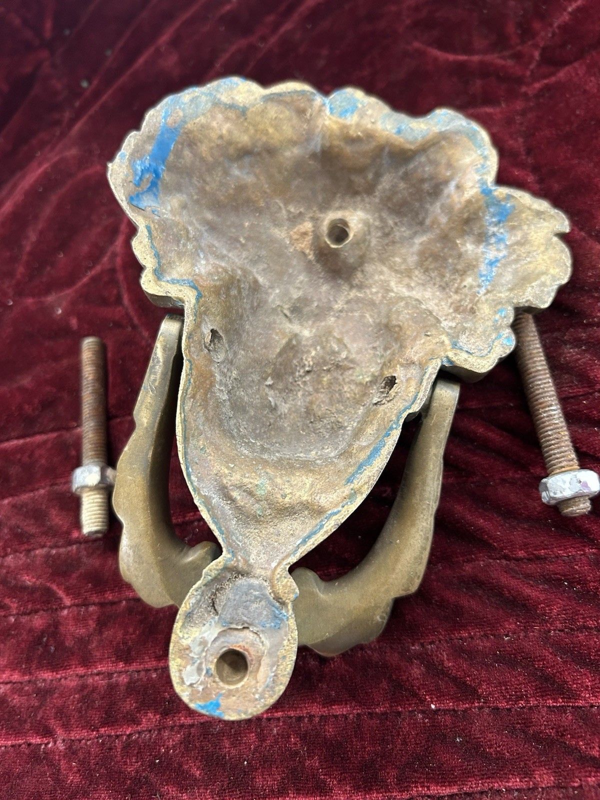 Large Solid Brass Front Door Knocker Reclaimed Period Antique Metal Bolts photo buy