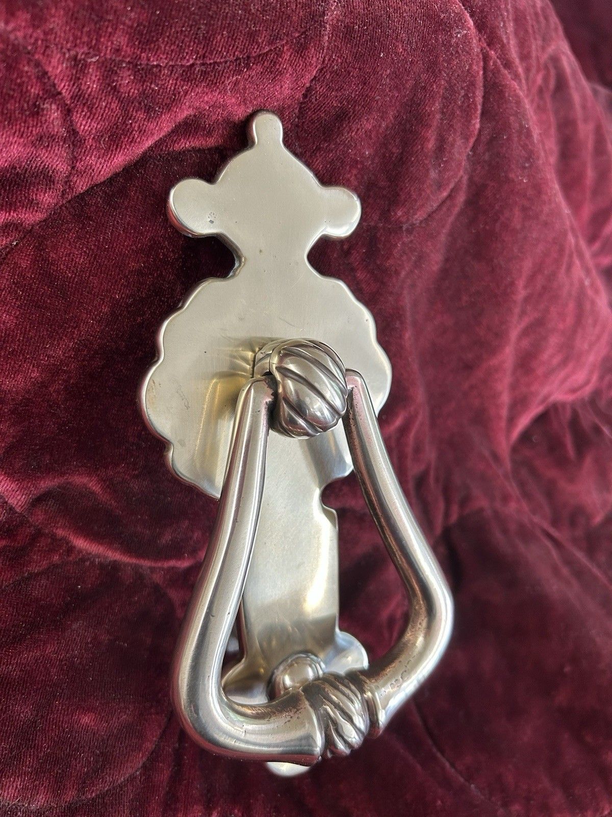 Antique Solid Brass Front Door Knocker Old Reclaimed Period Victorian Handle photo for sale