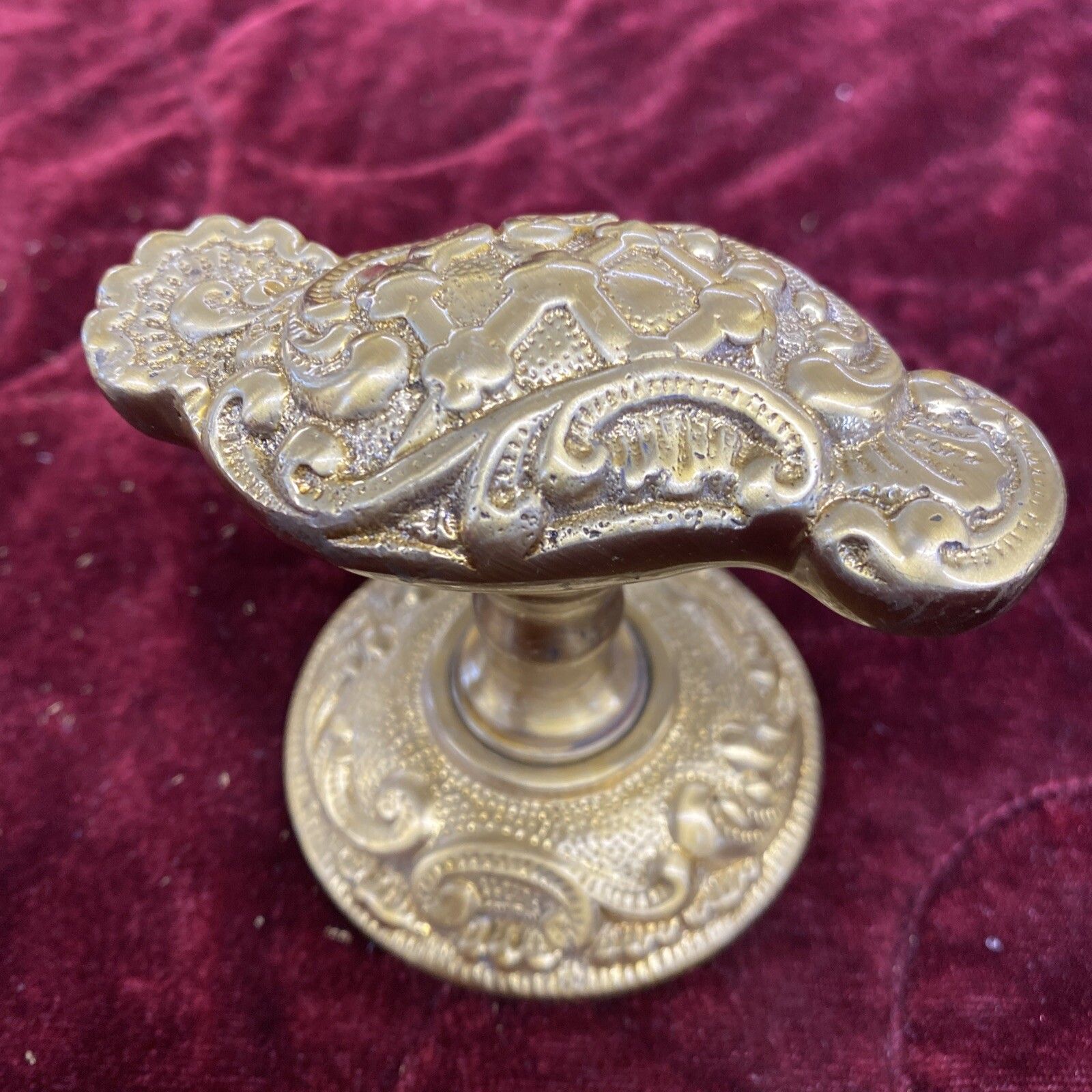 Pair Of Antique Gilt Brass Door Handles French Baroque Unique Sets Push Pull Old photo vintage