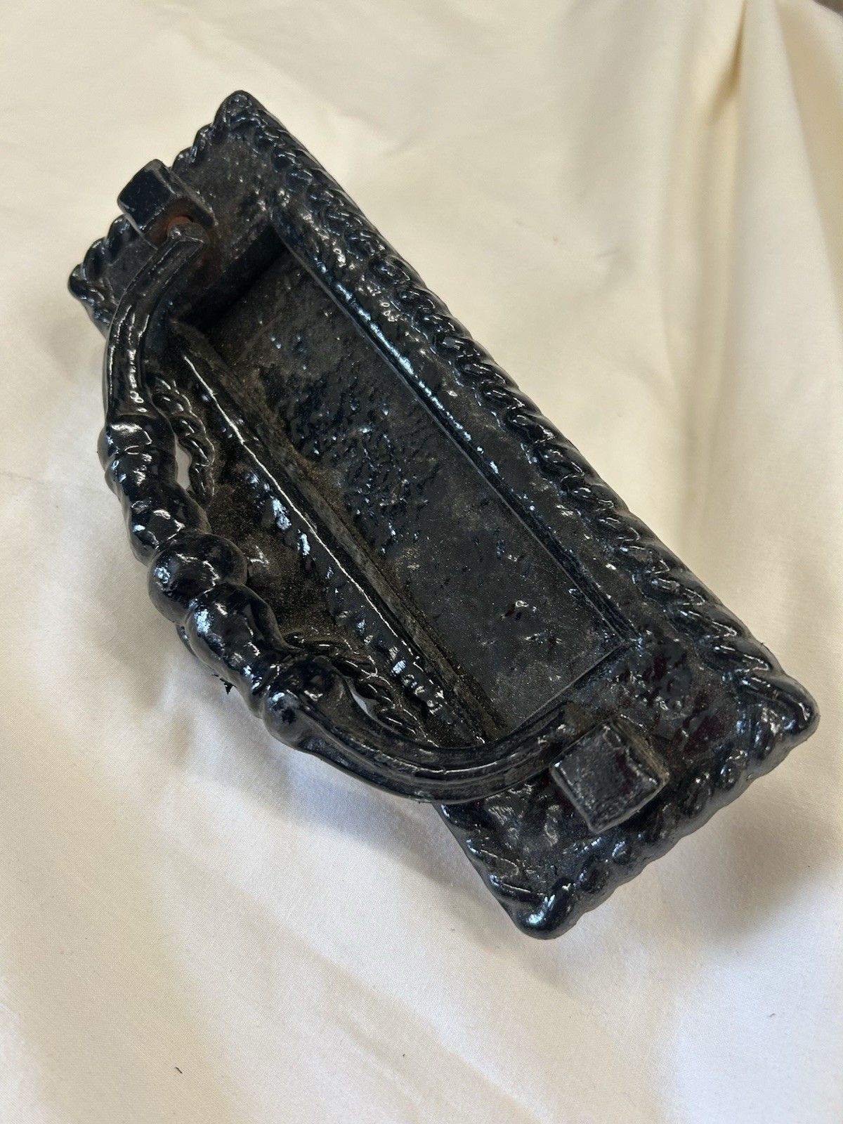 Old Antique Front Door Knocker Letterbox Period Cast Iron Victorian Metal Reclai