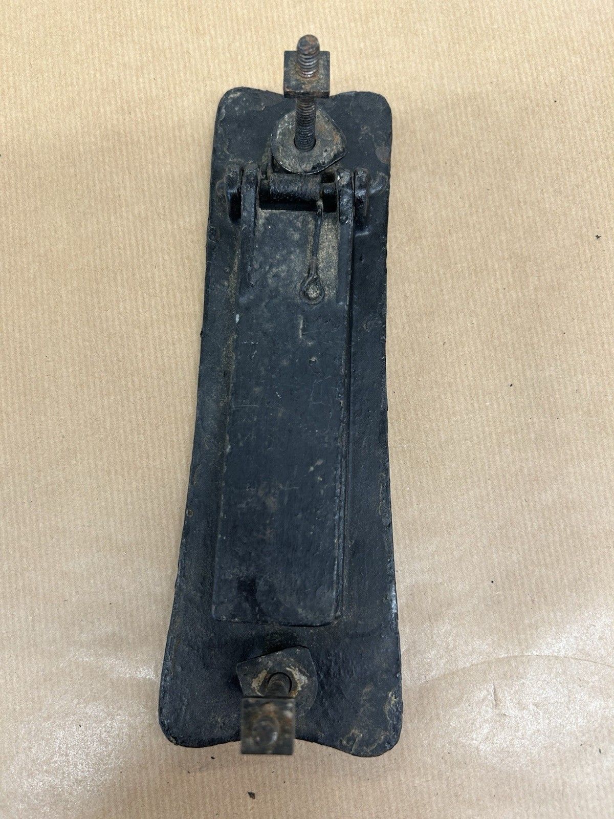 Old  Antique Front Door Knocker Period Cast Iron Gothic Tudor Metal Reclaimed photo 65.0