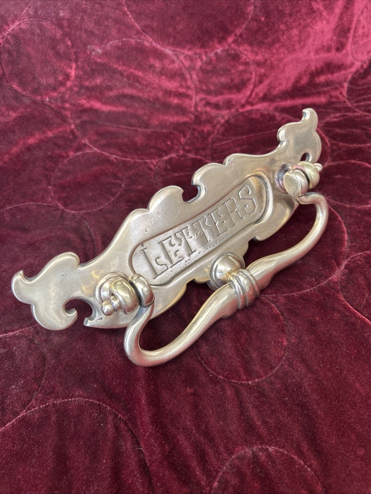 Antique Solid Brass Front Door Letterbox Knocker Old Reclaimed Period Victorian