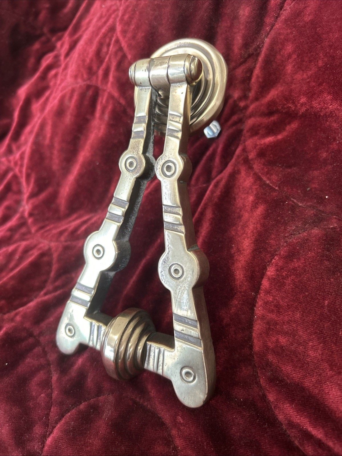 Rare Solid Brass Front Door Knocker Old Reclaimed Period Victorian Antique Metal photo Home Fixtures
