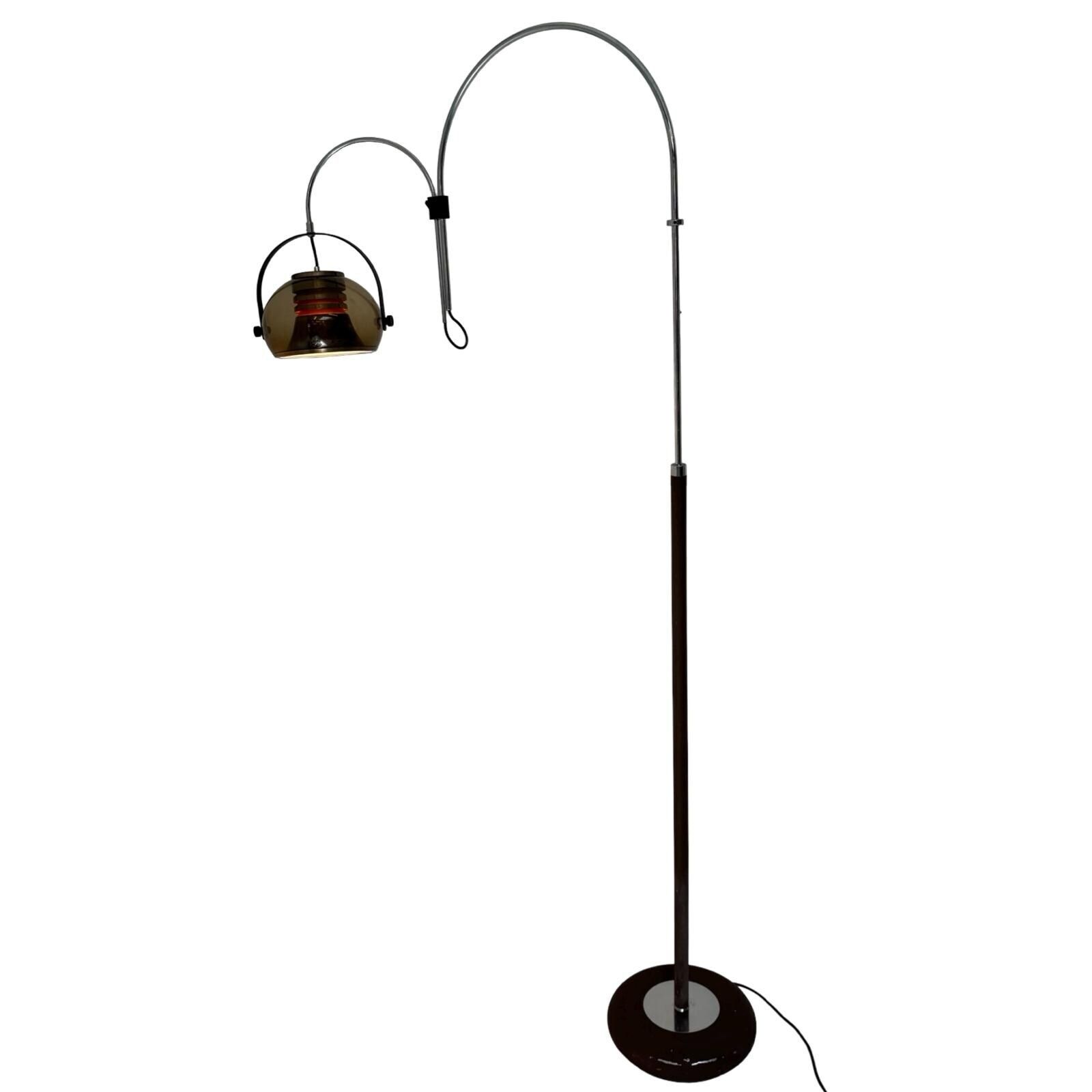 Dijkstra   Rare Model   Space Age Design / Mcm Floor Lamp With Two Arcs   Smoked Acrylic photo for sale