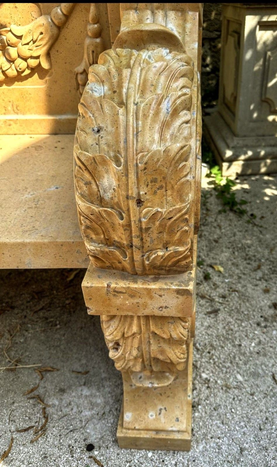 Extraordinary Italian Vienna Marble Finely Carved Bench  Delivery Available 0117. photo 11995.0