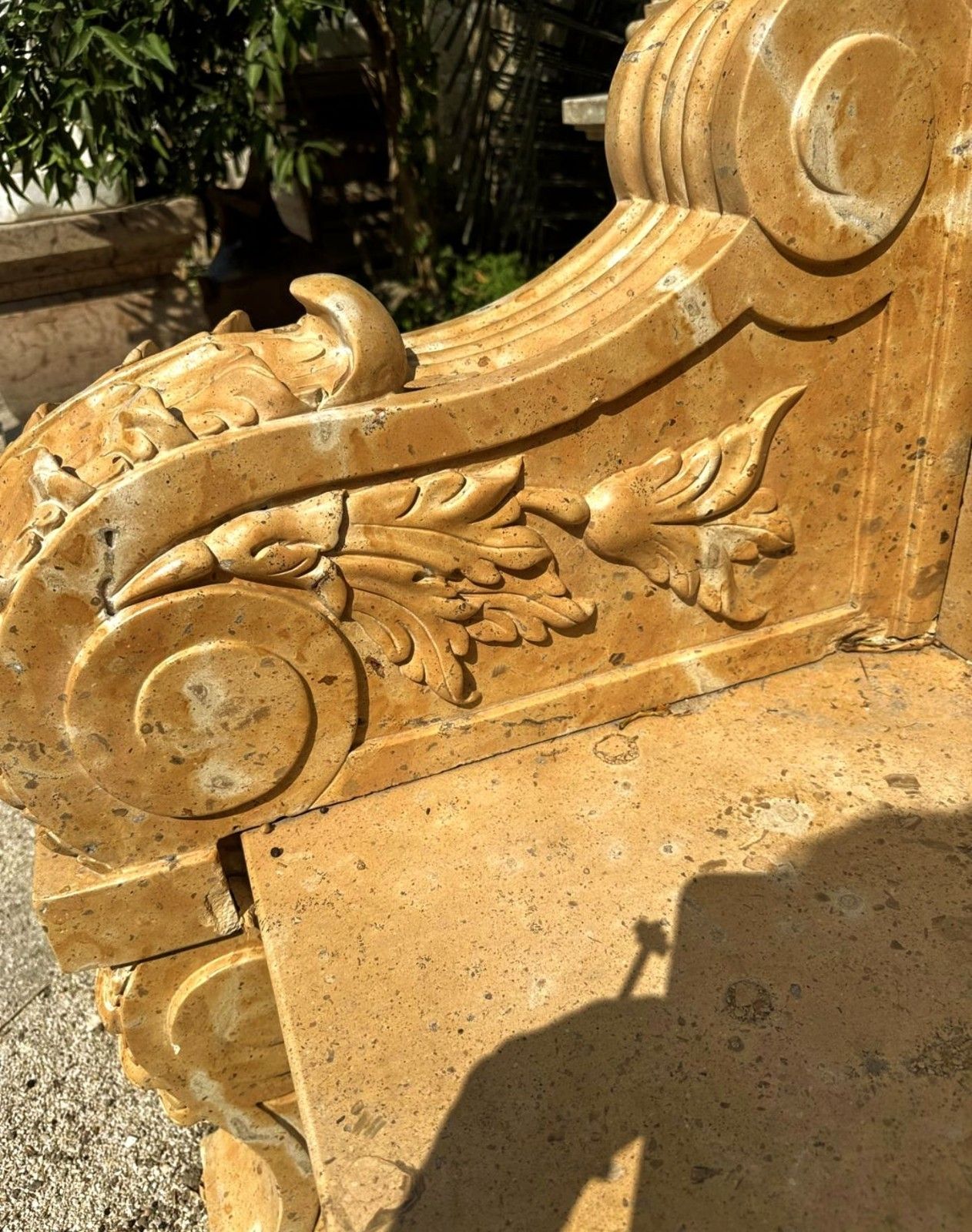 Extraordinary Italian Vienna Marble Finely Carved Bench  Delivery Available 0117. photo vintage