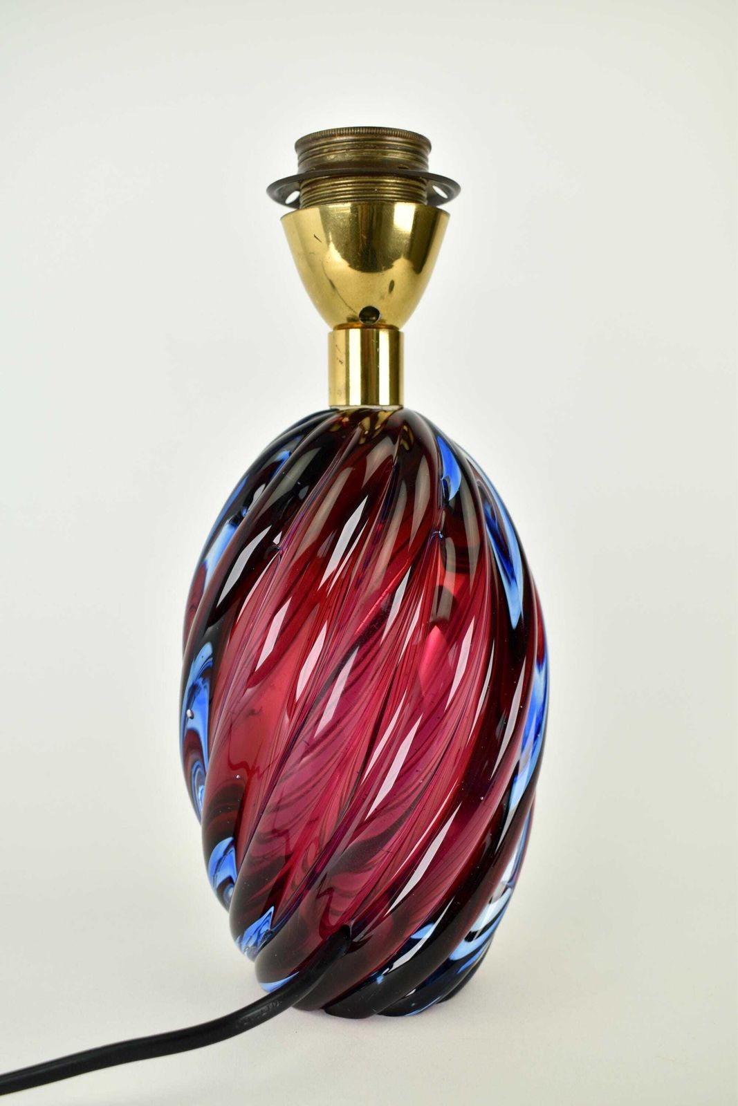 1960s Murano Glass Table Light | Vintage Mid Century Modern Italian Accent Lamp Cobalt Blue Pink Red Retro Sommerso Seguso Mcm 1950s 1960s photo 352.0