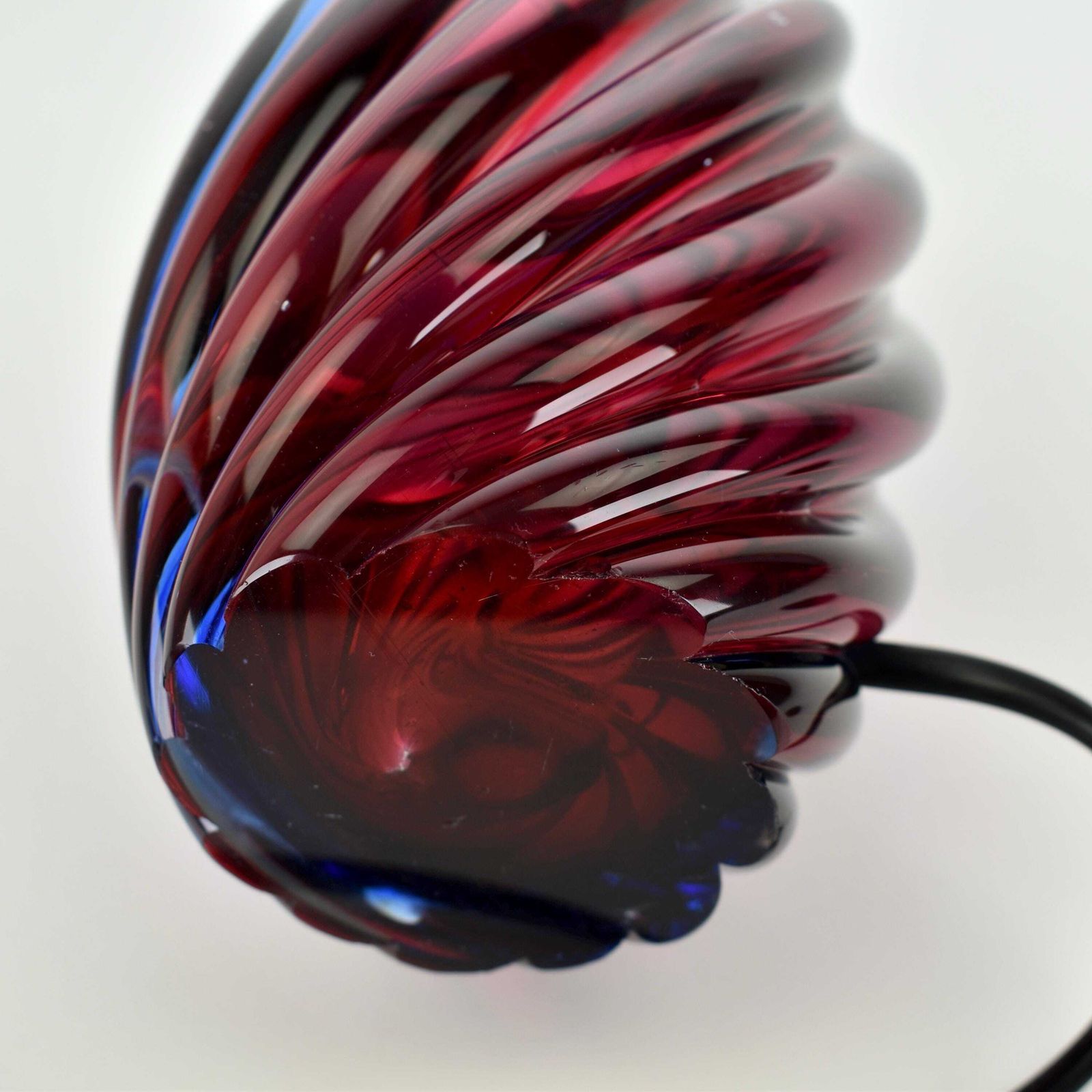 1960s Murano Glass Table Light | Vintage Mid Century Modern Italian Accent Lamp Cobalt Blue Pink Red Retro Sommerso Seguso Mcm 1950s 1960s photo vintage
