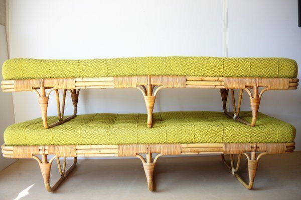 Mid Century Modern Rattan Pedig Daybed From Uluv, 1960s, Set Of 2