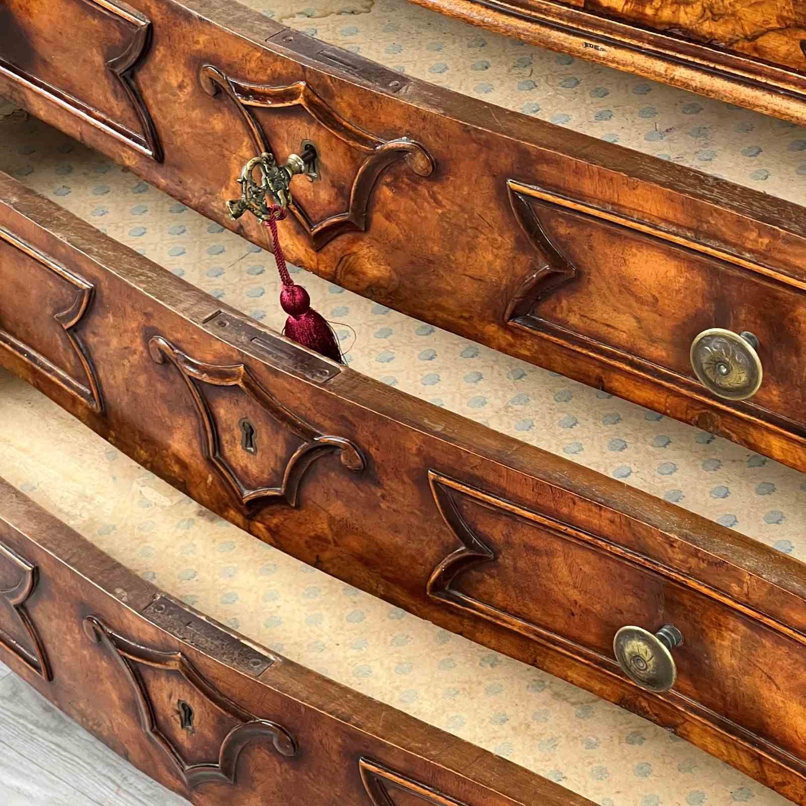 Furniture A 19th Century Venetian Mirrored Bureau Bookcase In Briar Wood photo