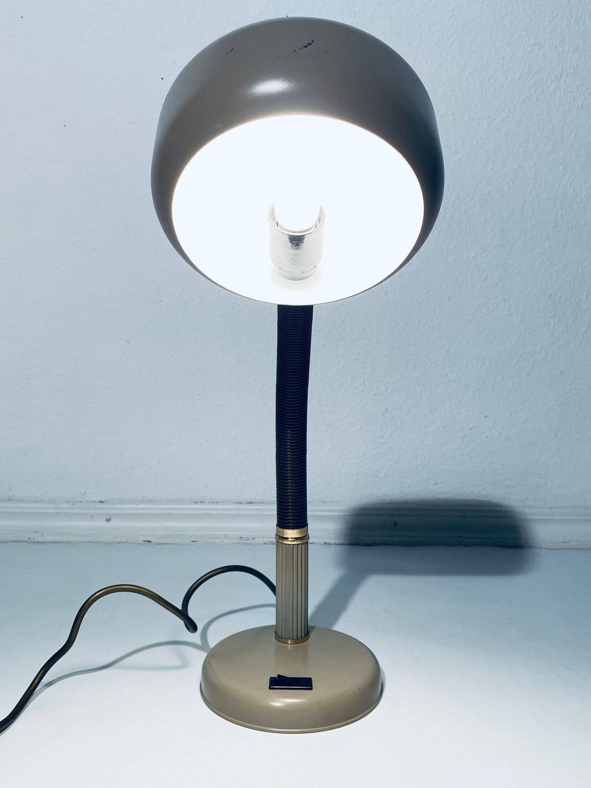 Vintage 1980s Industrial Light Brown Table Desk Lamp / Vintage Office Decor / Brown Gold photo furniture