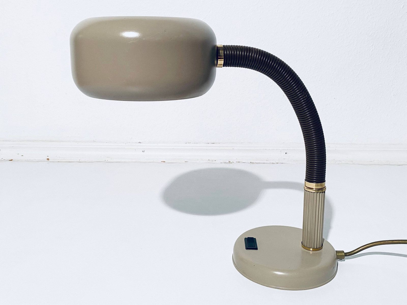 Vintage 1980s Industrial Light Brown Table Desk Lamp / Vintage Office Decor / Brown Gold photo for sale